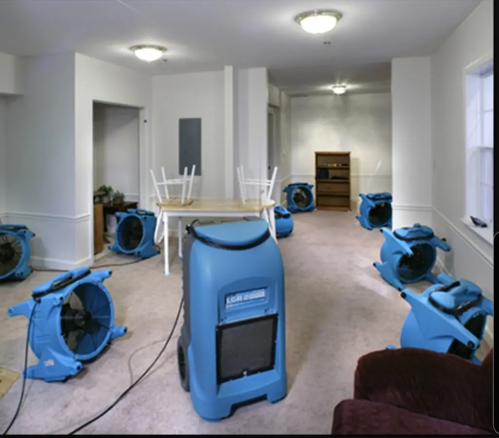 Air movers and dehumidifier setup for Water Damage Restoration in Dyersburg